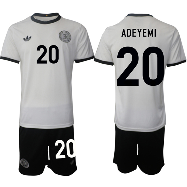 Men's Germany #20 Karim Adeyemi White 2025 Home Soccer Jersey Suit